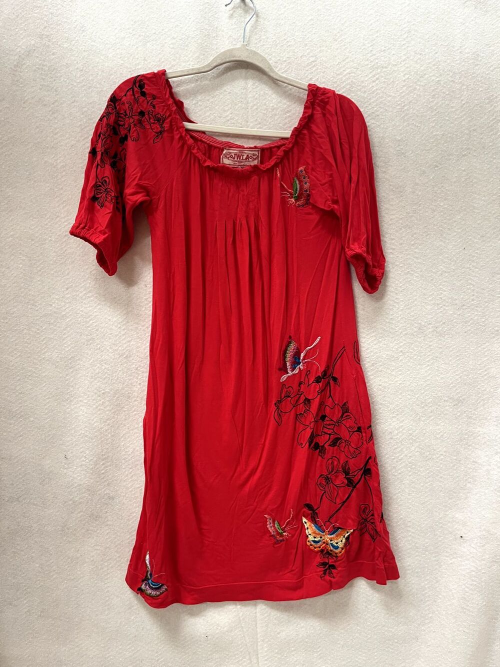 Johnny Was Dress Small JWLA Embroidered Cotton Knit Floral Resort  Boho Womens